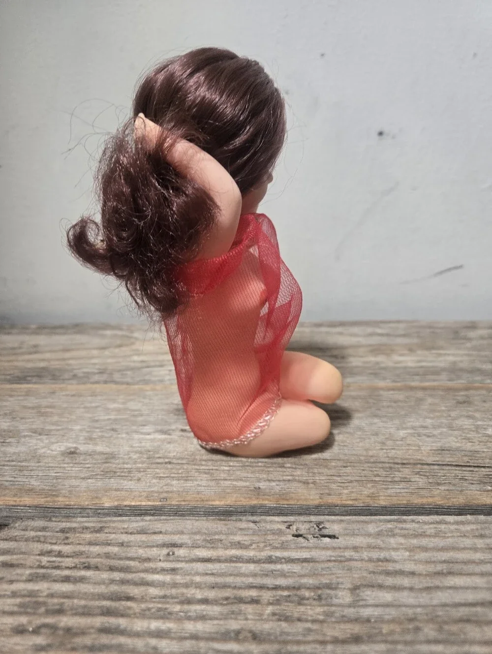 Vintage Sexy Girl Red Mesh Dress Doll Figure Cake Topper